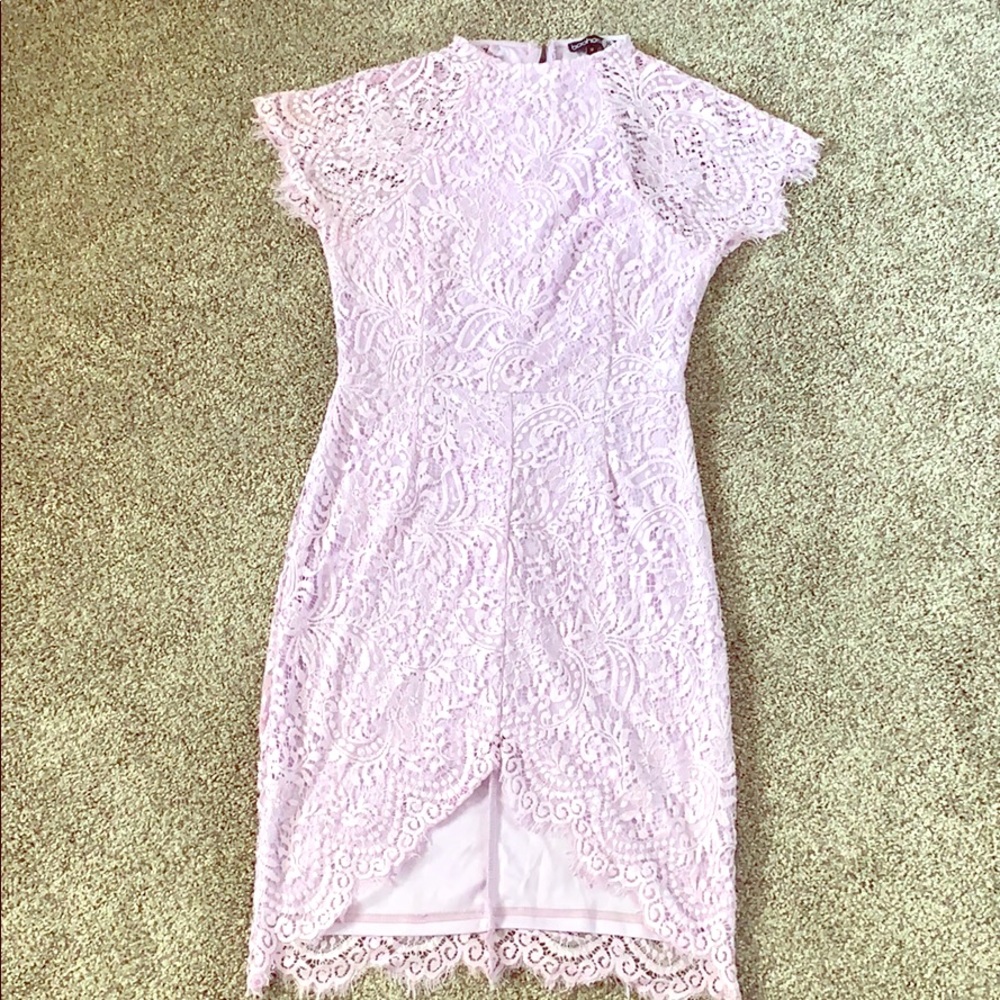 Boohoo lilac lace dress